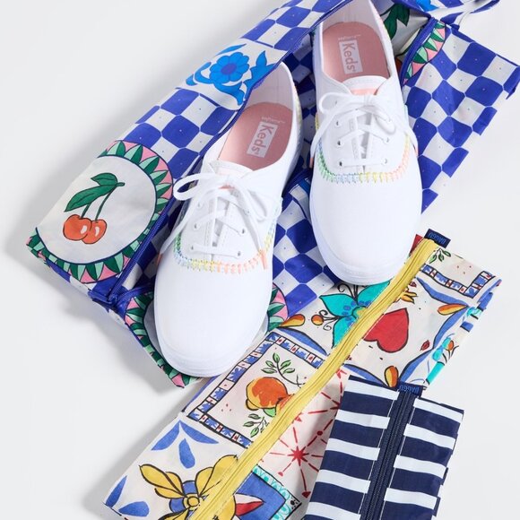 NWT Baggu 3D Zip Set - Vacation Tiles (Cherry Tile, Sunshine Tile, Navy Stripe) - Picture 6 of 7